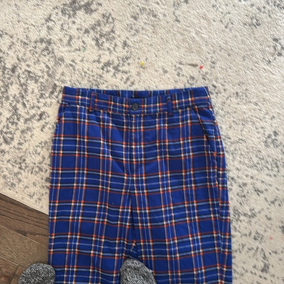 Women's blue plaid pants - Picture 3 of 7